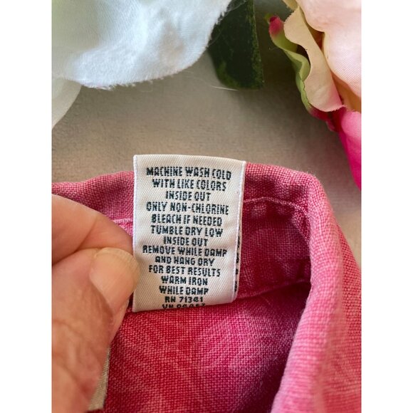 L.L. Bean Womens 100% Linen Shirt Sz 2X  Vintage Grandmacore Cottagecore Pink - Picture 7 of 9